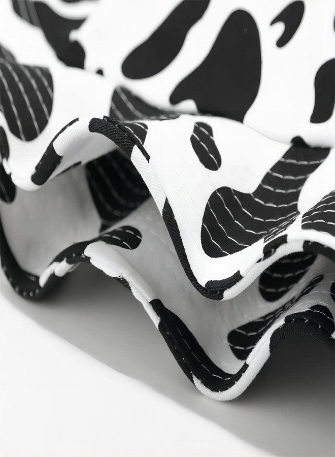 QANQIUPLE Cow Print Bucket Hat with Cute Horn Ears, Stylish Unisex Design, Breathable Fabric, All Seasons Sun Protection White - Image 5